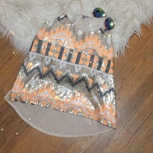 Sparkly spaghetti strap.